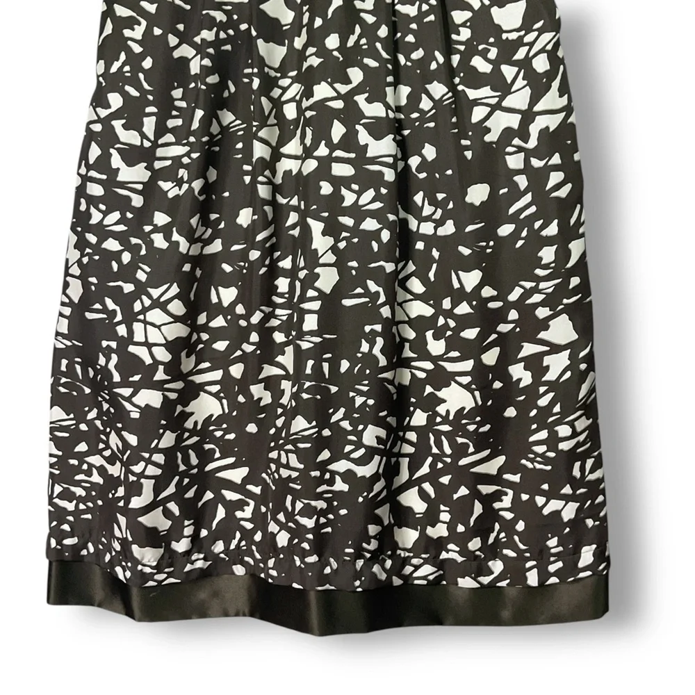 Banana Republic Silk Dress Sz 8 Sleeveless V Neck Pockets Midi Brown Abstract Ne - Picture 3 of 11